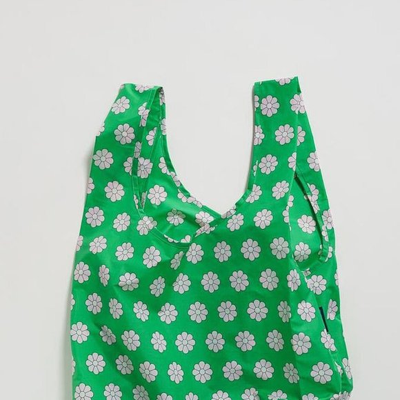 NWT BAGGU Green Daisy Reusable Shopping Bag Tote Purse Standard Size - Picture 11 of 11
